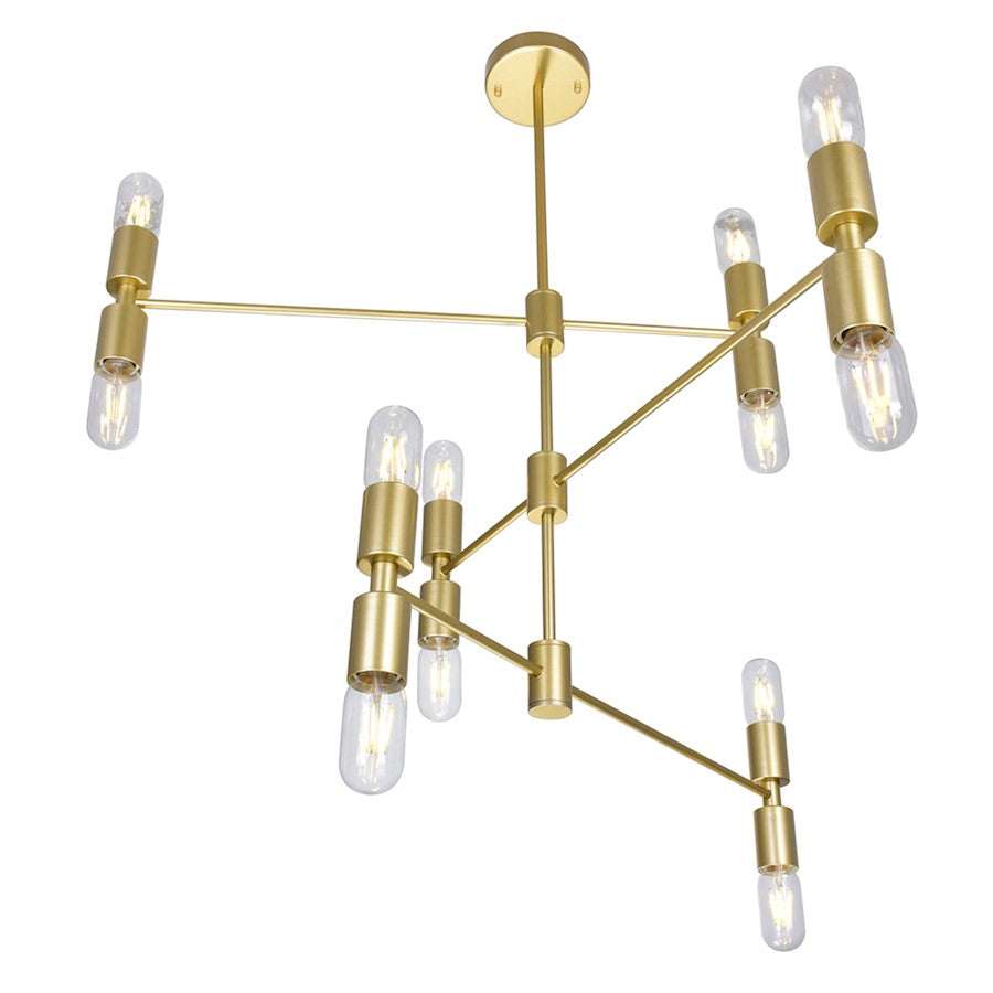 12 Light Up Chandelier, Medallion Gold