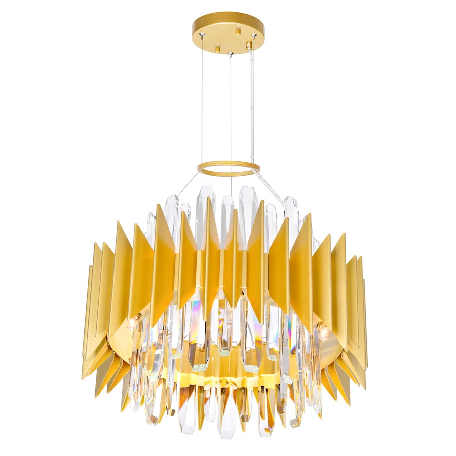 12 Light Chandelier, Satin Gold