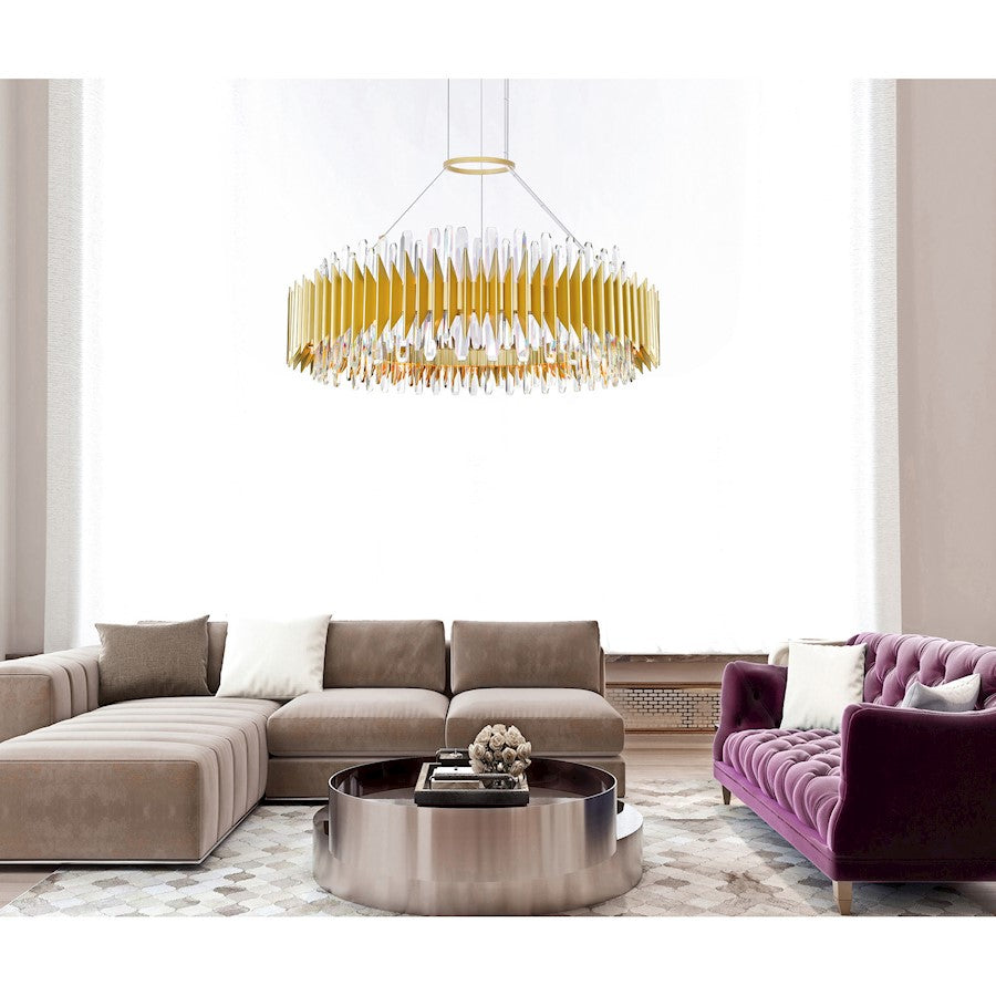 24 Light Chandelier, Satin Gold