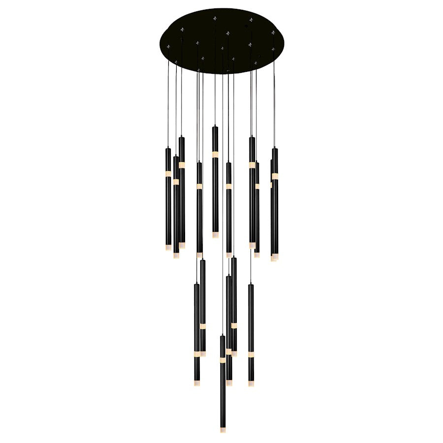 CWI Lighting Flute 24" Chandelier, Black - 1262P24-16-101