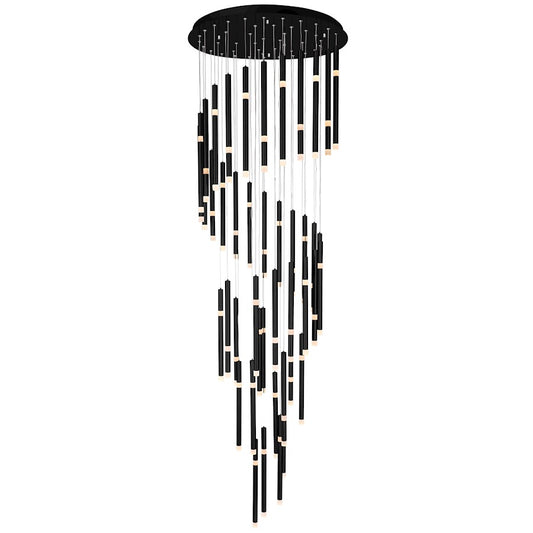 CWI Lighting Flute 30" Chandelier, Black - 1262P30-54-101