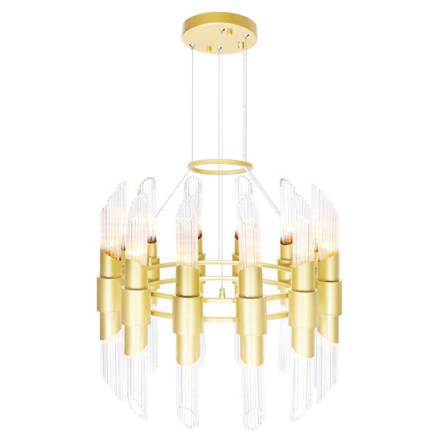 24 Light Chandelier, Satin Gold