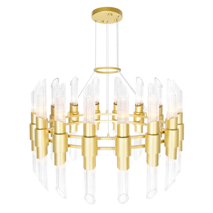 32 Light Chandelier, Satin Gold