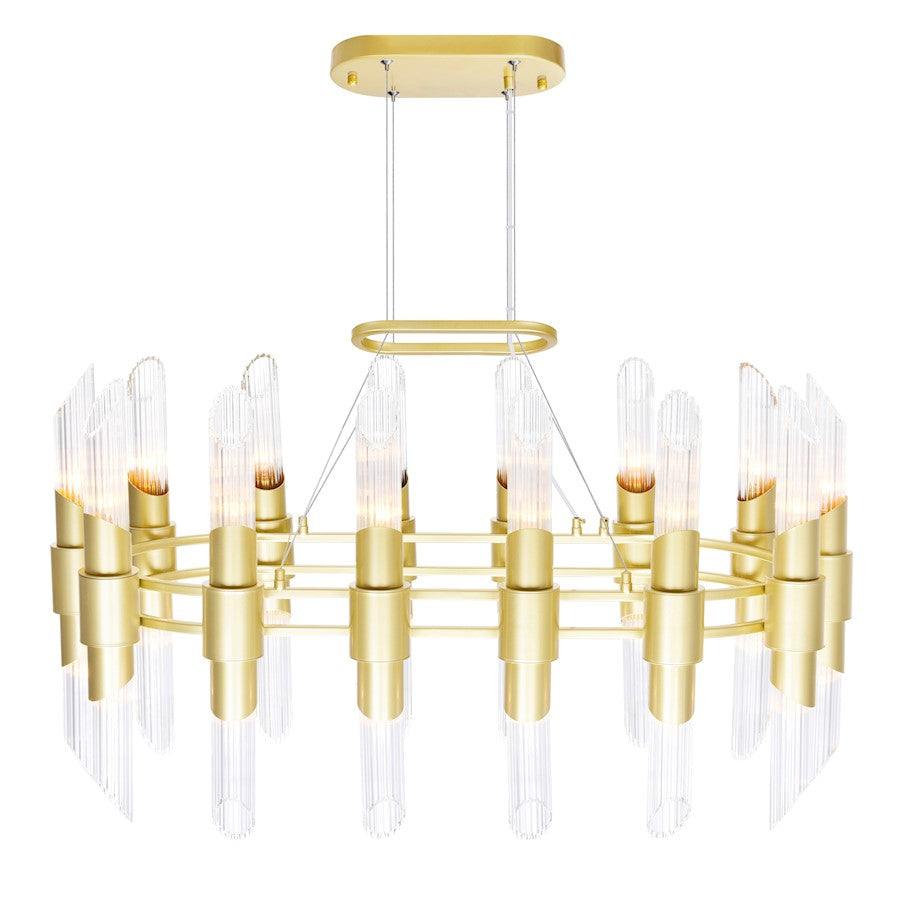 28 Light Chandelier, Satin Gold