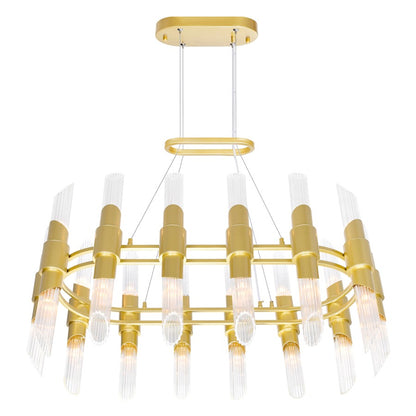 28 Light Chandelier, Satin Gold