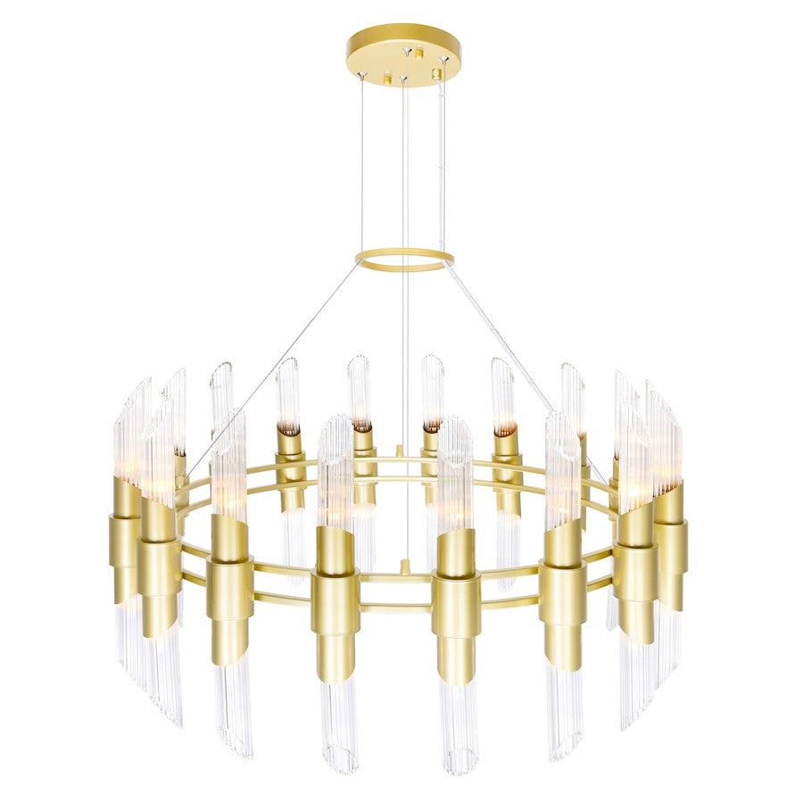 36 Light Chandelier, Satin Gold