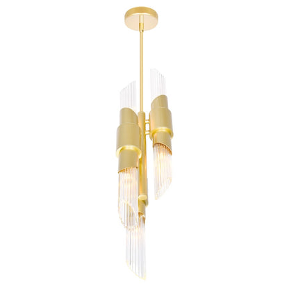 6 Light Pendant, Satin Gold/Clear