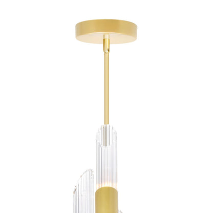 6 Light Pendant, Satin Gold/Clear