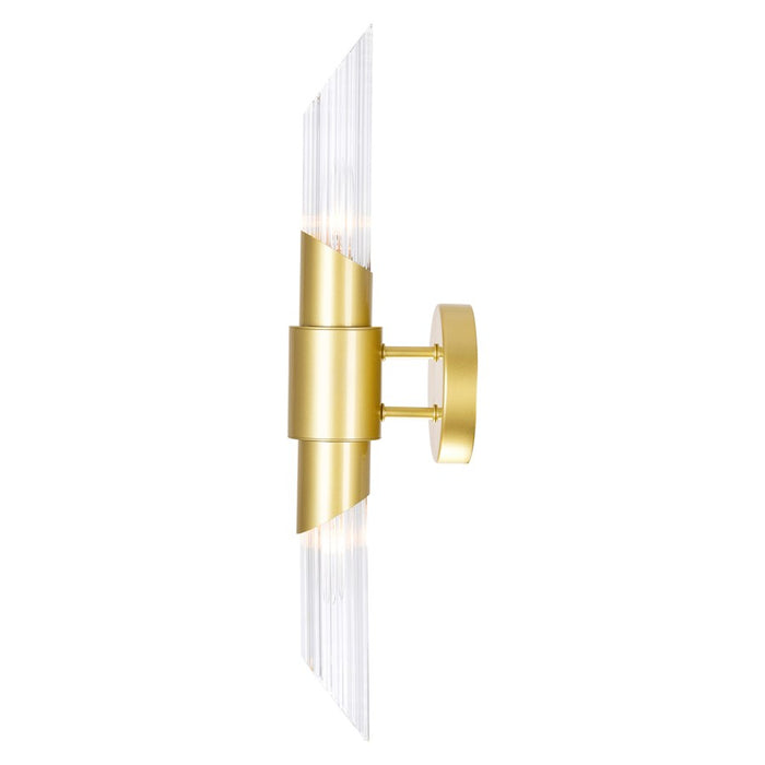 CWI Lighting Croissant 2 Light Wall Sconce, Satin Gold/Clear