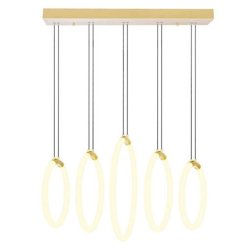 CWI Lighting Hoops 23" Chandelier, Satin Gold - 1273P23-5-602-RC