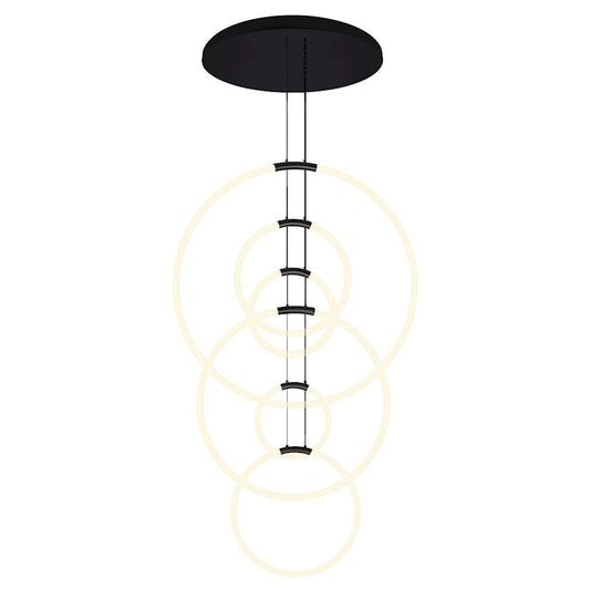 CWI Lighting Hoops 35" Chandelier, Black - 1273P35-6-101-R