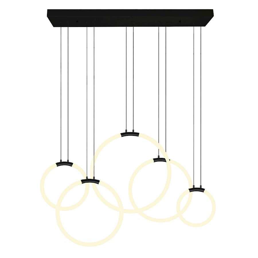 CWI Lighting Hoops 44" Chandelier, Black - 1273P44-5-101-RC