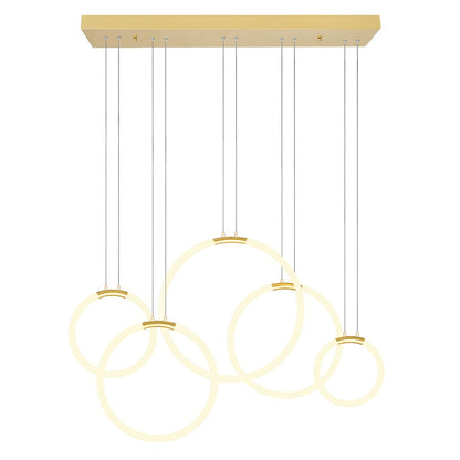 CWI Lighting Hoops 44" Chandelier, Satin Gold - 1273P44-5-602-RC