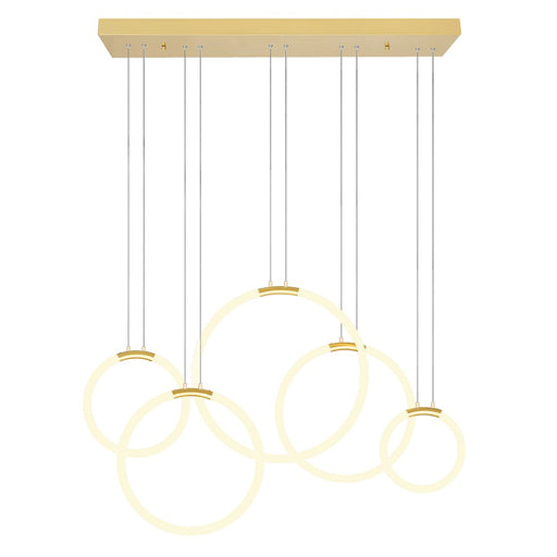 CWI Lighting Hoops 44" Chandelier, Satin Gold - 1273P44-5-602-RC
