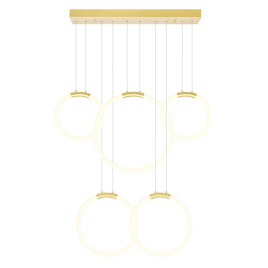 Hoops 44" Chandelier, Satin Gold