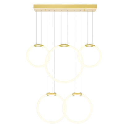 Hoops 44" Chandelier, Satin Gold