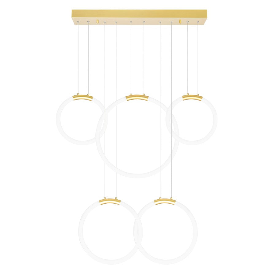 Hoops 44" Chandelier, Satin Gold