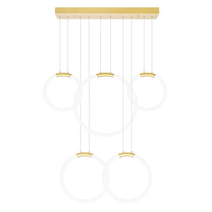 Hoops 44" Chandelier, Satin Gold