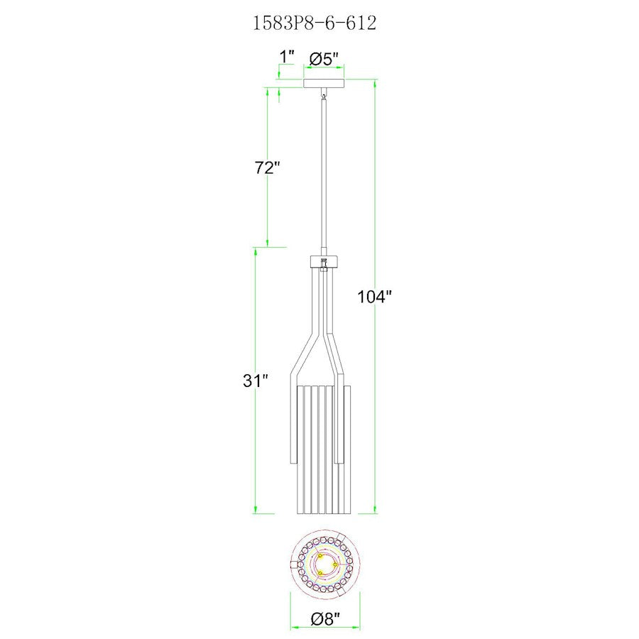 6 Light Mini Pendant, Satin Nickel