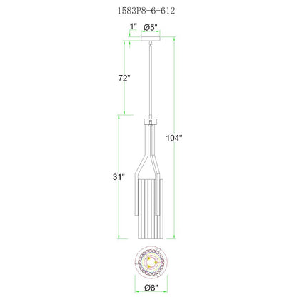 6 Light Mini Pendant, Satin Nickel