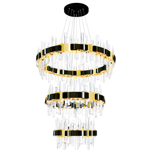 CWI Lighting Aya 32-3 Chandelier, Pearl Black/Titanium Gold - 1592P32-3-612