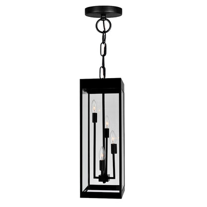 CWI Lighting Windsor 4 Light Outdoor Ceiling Light, Black/Clear - 1695P8-4-101