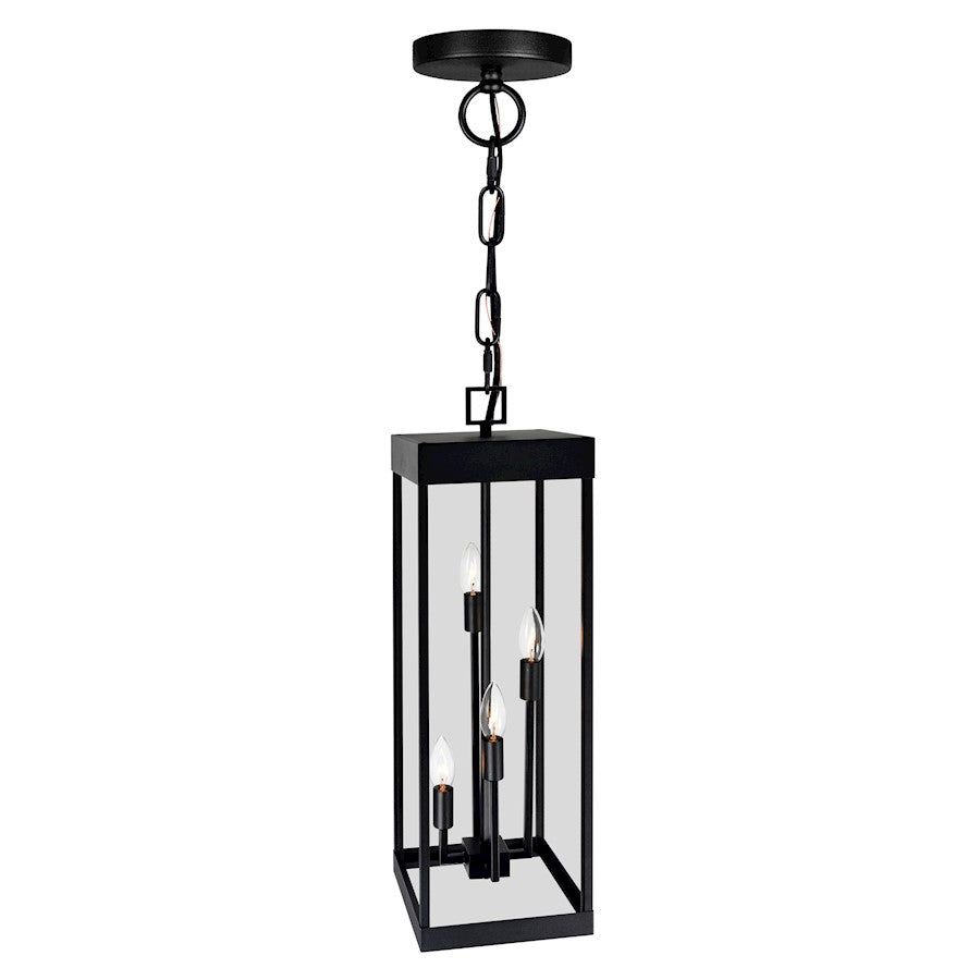 CWI Lighting Windsor 4 Light Outdoor Ceiling Light, Black/Clear