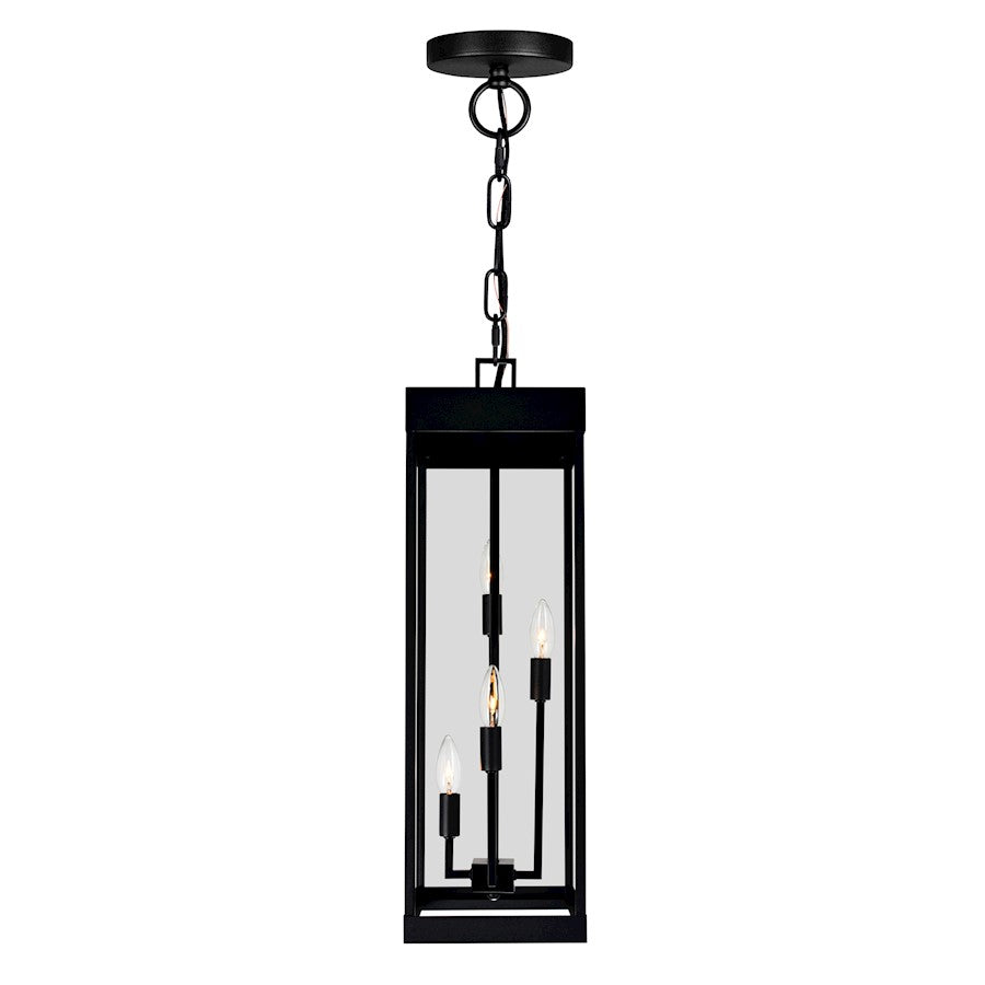 CWI Lighting Windsor 4 Light Outdoor Ceiling Light, Black/Clear