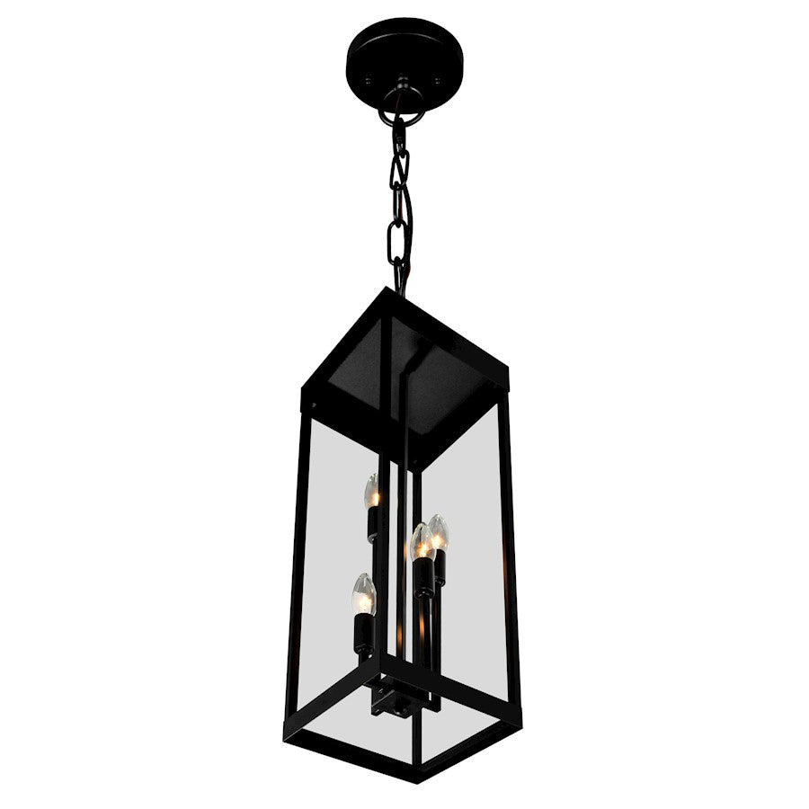 CWI Lighting Windsor 4 Light Outdoor Ceiling Light, Black/Clear