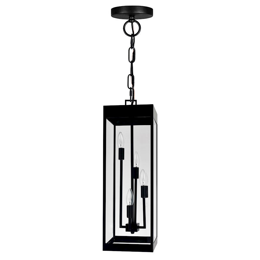 CWI Lighting Windsor 4 Light Outdoor Ceiling Light, Black/Clear