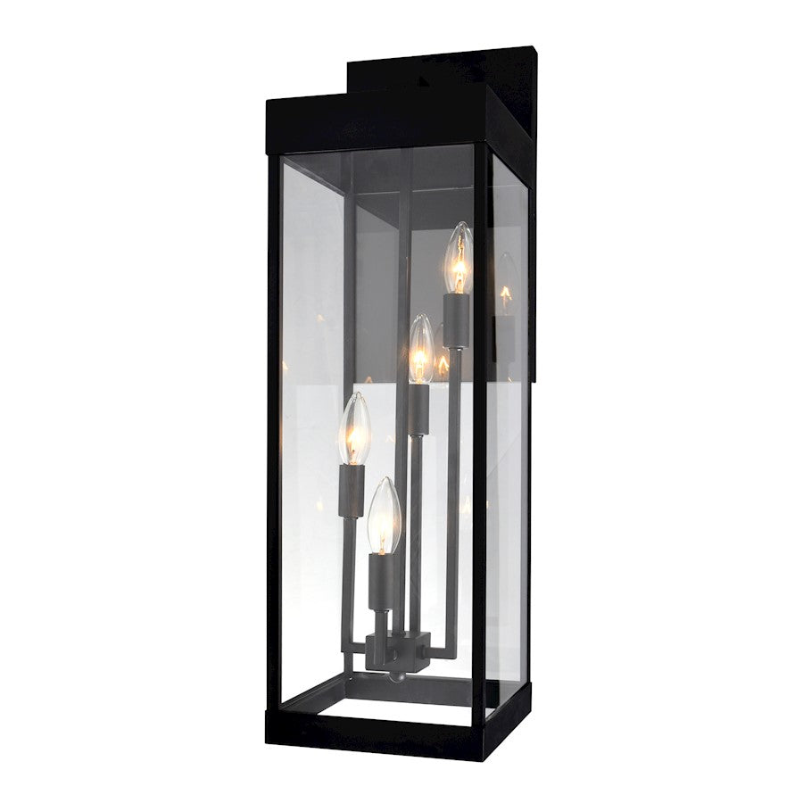 CWI Lighting Windsor 4 Light Outdoor Wall Light, Black/Clear - 1695W8-4-101