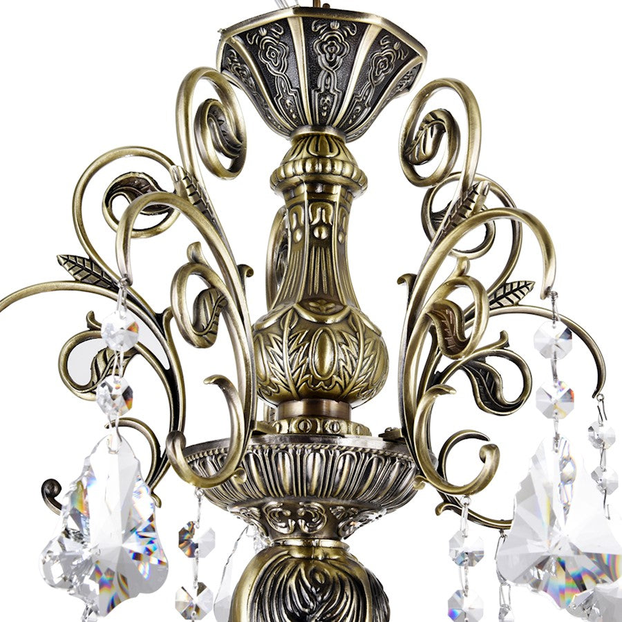 6 Light Up Chandelier, Antique Brass