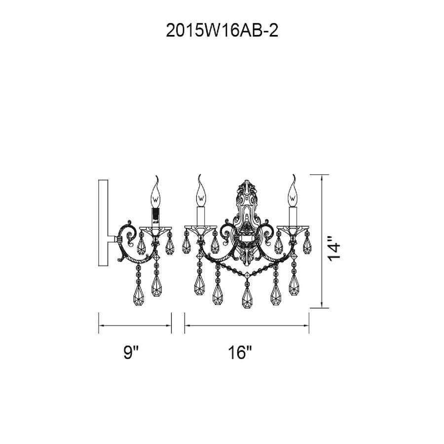 2 Light 16" Wall Sconce