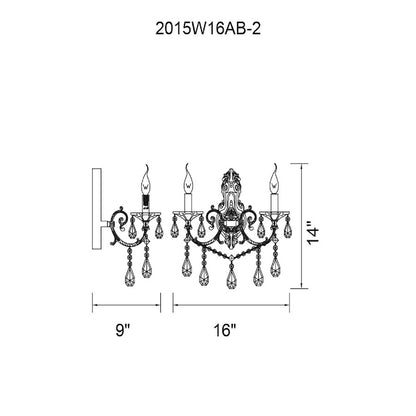 2 Light 16" Wall Sconce