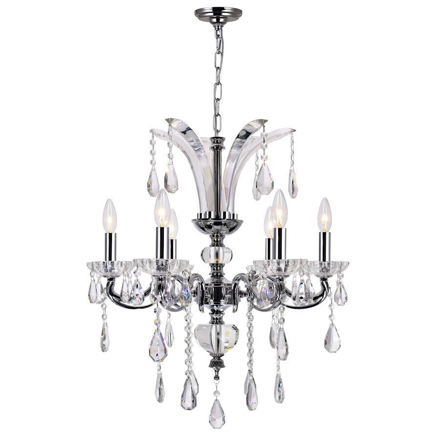 CWI Lighting Glorious 6 Light Up Chandelier, Chrome - 2024P24C-6