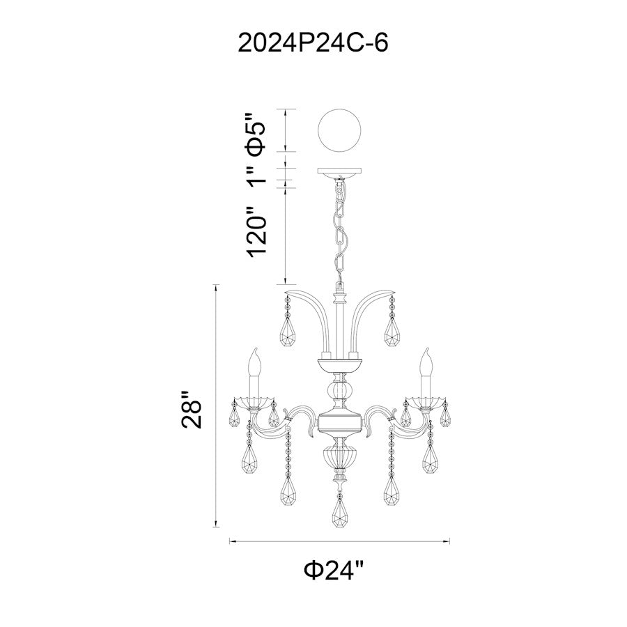 6 Light Up Chandelier, Chrome