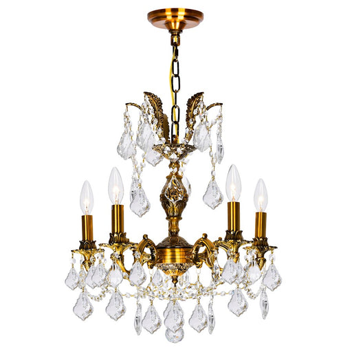 CWI Lighting Brass 5 Light Up Chandelier, French Gold - 2039P18GB-5
