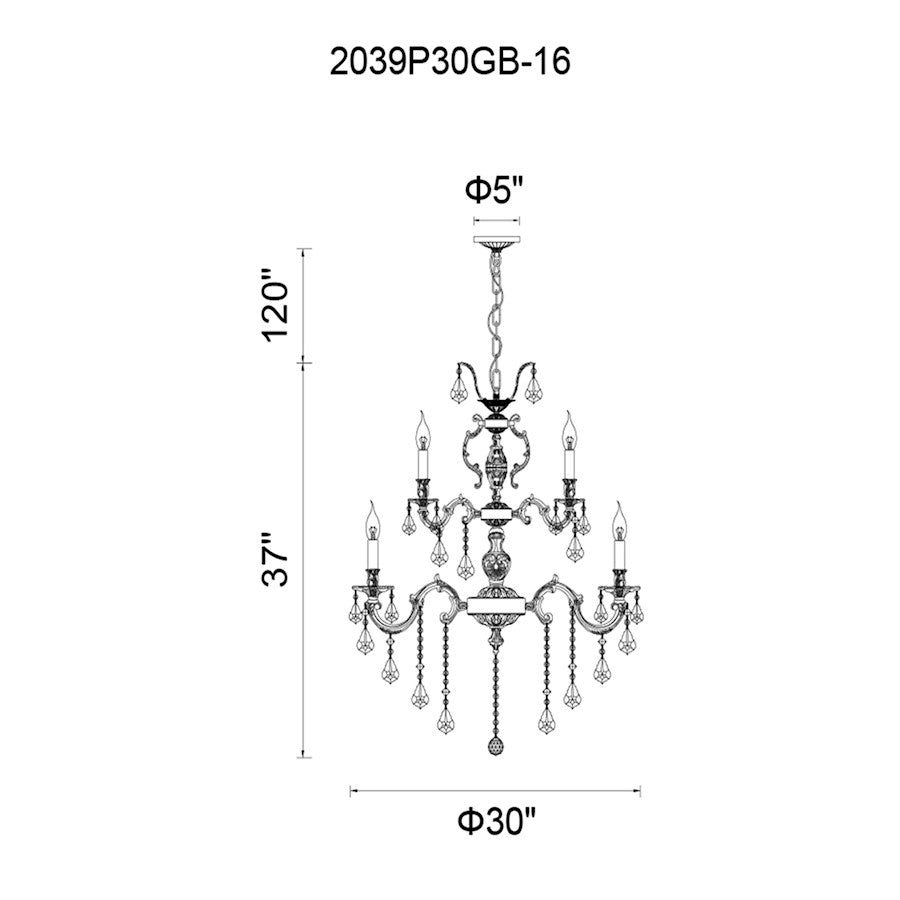 16 Light Up Chandelier, French Gold