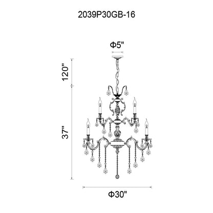 16 Light Up Chandelier, French Gold