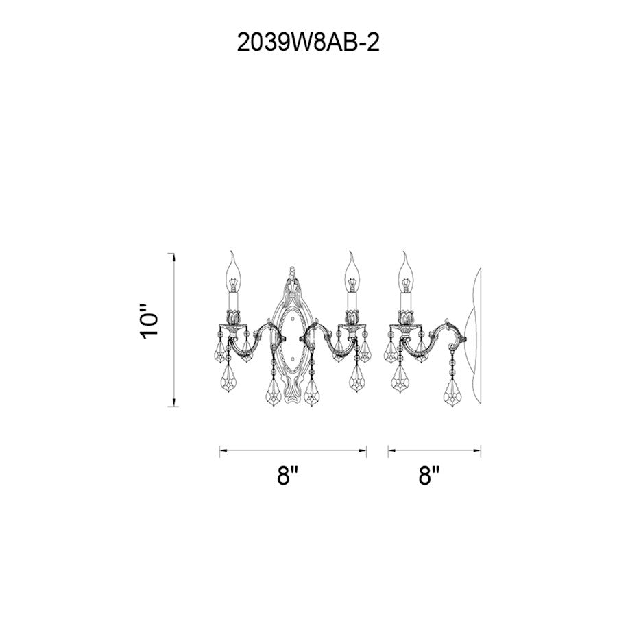 2 Light 8" Wall Sconce