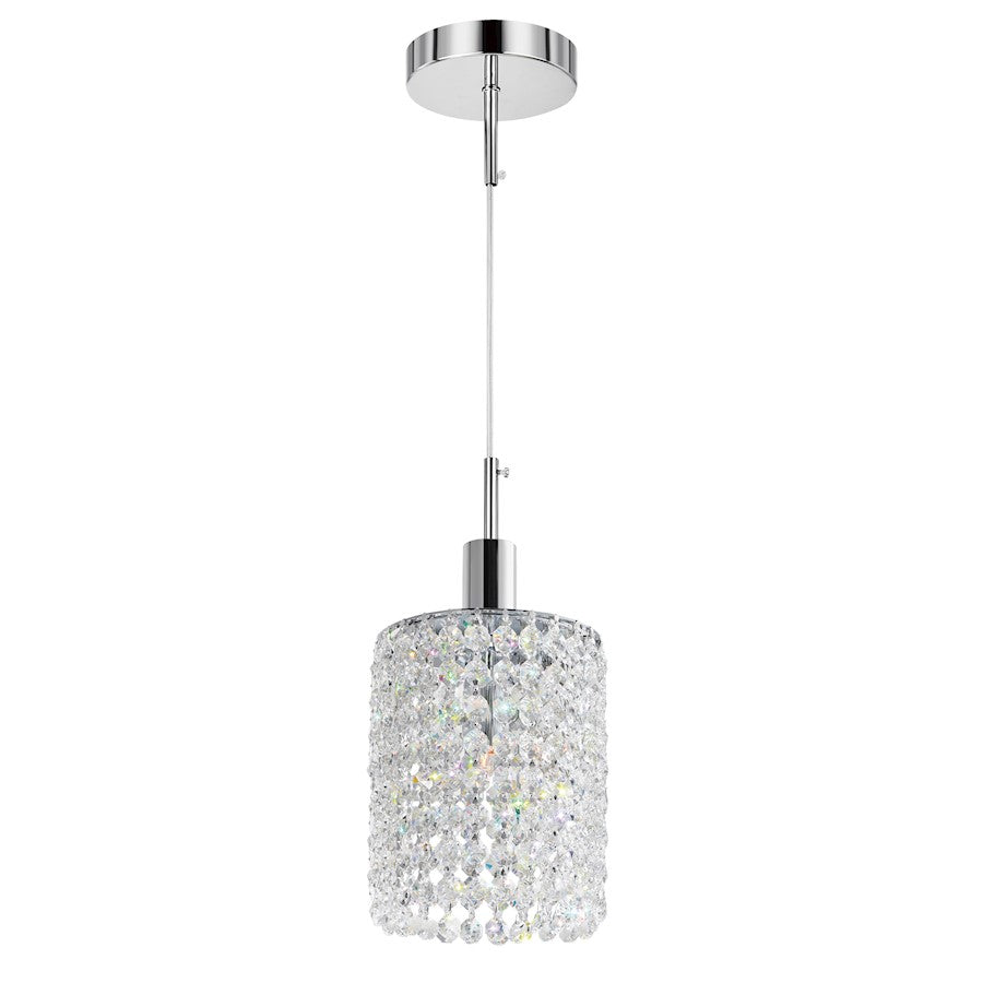 CWI Lighting Glitz 1 Light Down Mini Pendant, Chrome PRR - 4281P-R-RClearcrystal