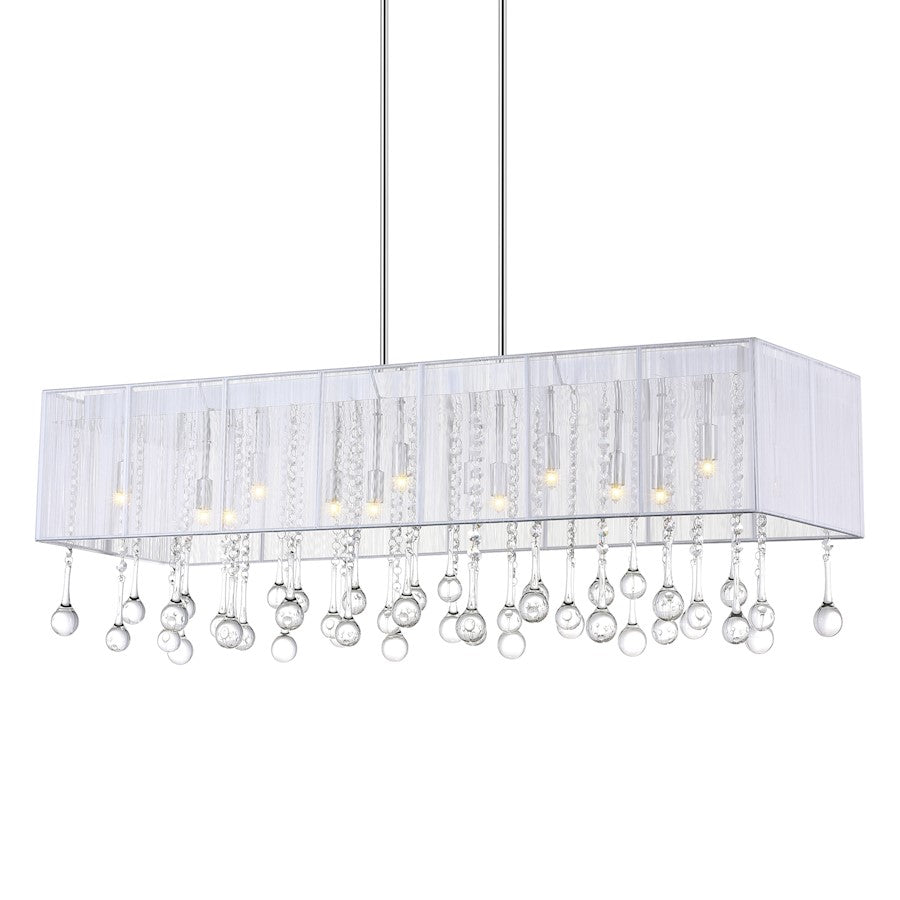 14 Light Drum Shade Chandelier, Chrome