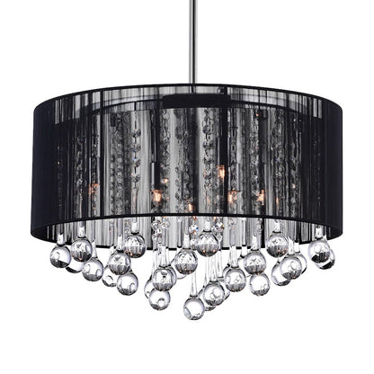 6 Light Drum Shade Chandelier, Chrome