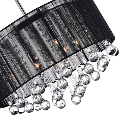 6 Light Drum Shade Chandelier, Chrome