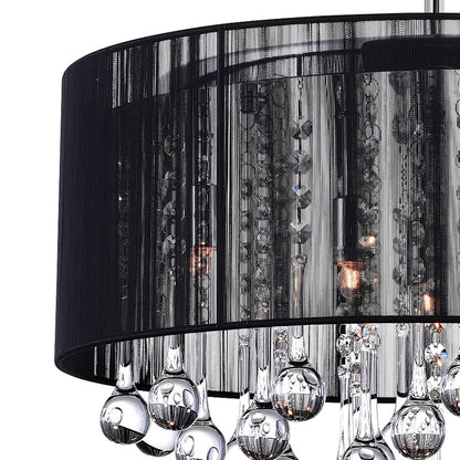 6 Light Drum Shade Chandelier, Chrome