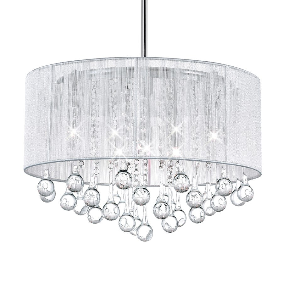 6 Light Drum Shade Chandelier, Chrome