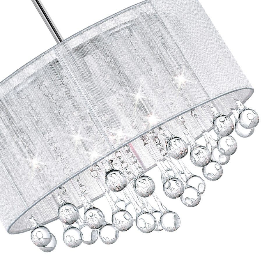 6 Light Drum Shade Chandelier, Chrome