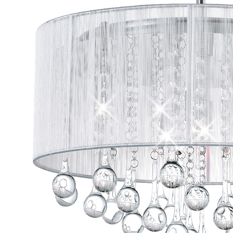 6 Light Drum Shade Chandelier, Chrome