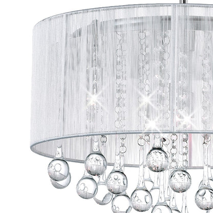 6 Light Drum Shade Chandelier, Chrome