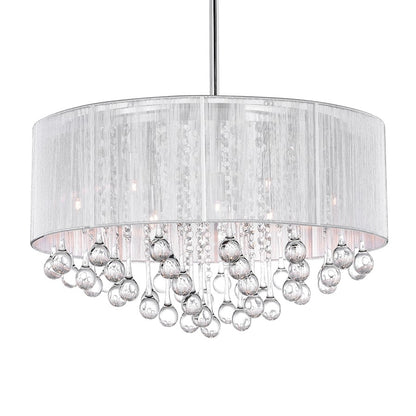 9 Light Drum Shade Chandelier, Chrome